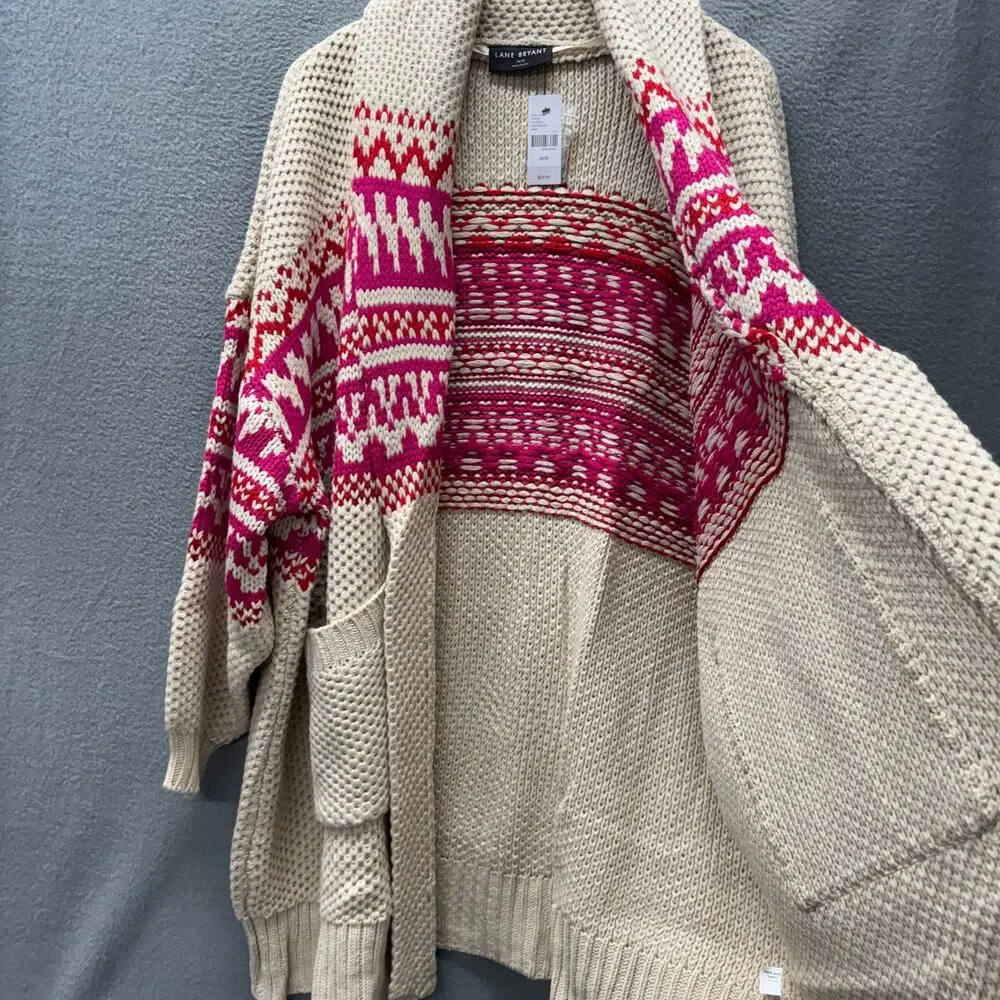 Lane Bryant Sweater Open Cardigan COMFY Knit‎ + Pockets Womens 26 / 28 NEW